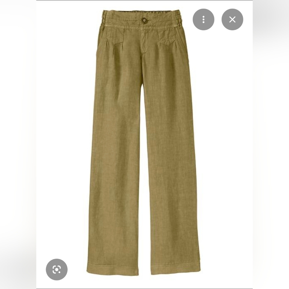 Athleta ~ Lagoon Linen Pant 2 ~ Green Moss